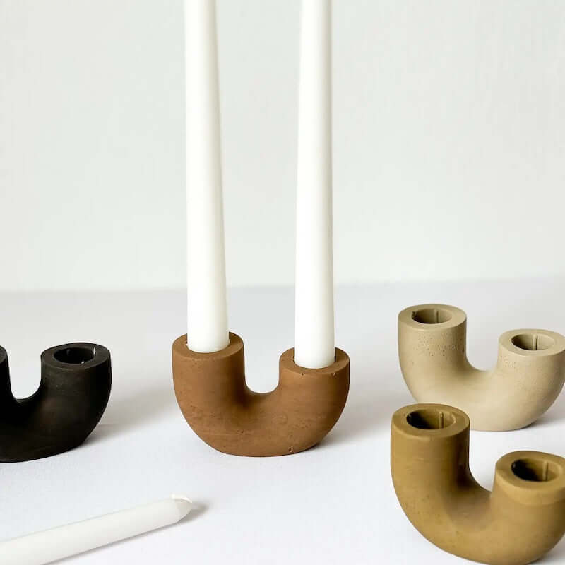 Dya Double Taper Candle Holder in Olive from Sunday Nomad at Pinch in Northampton, MA