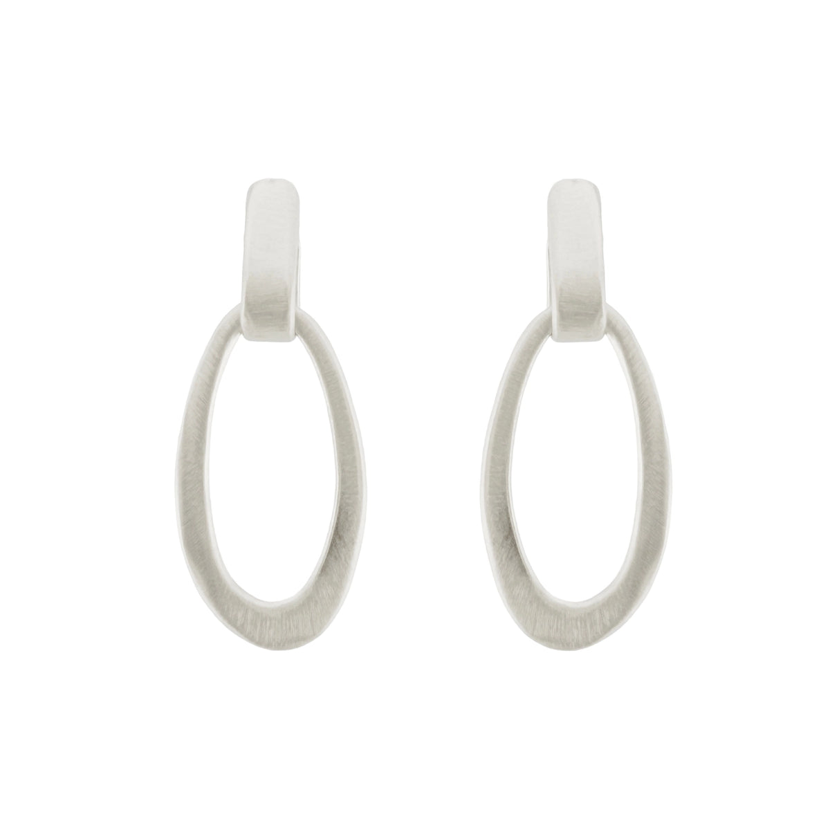 Post Oval Drop Earrings in Sterling Silver