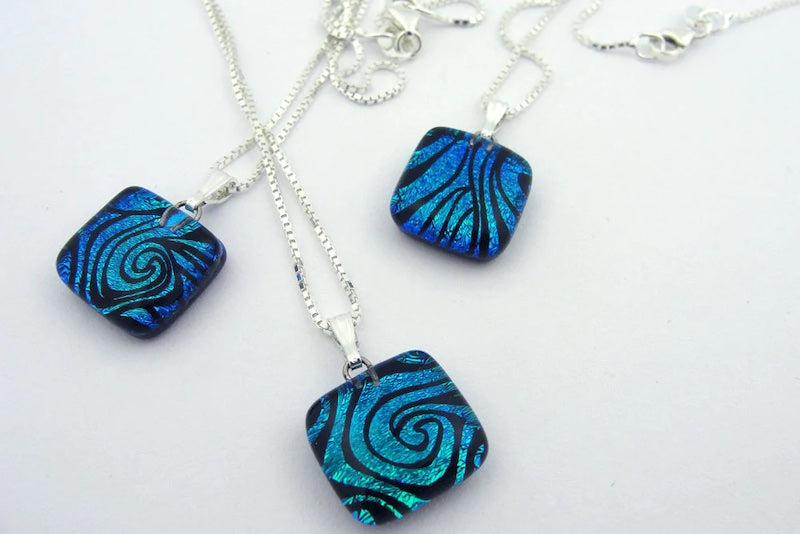 Whorls Necklace in Blue-Green and Black from Momo Glassworks at Pinch in Northampton, MA