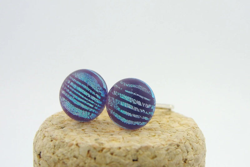 Small Lined Purple Post Earrings from Momo Glassworks at Pinch in Northampton, MA