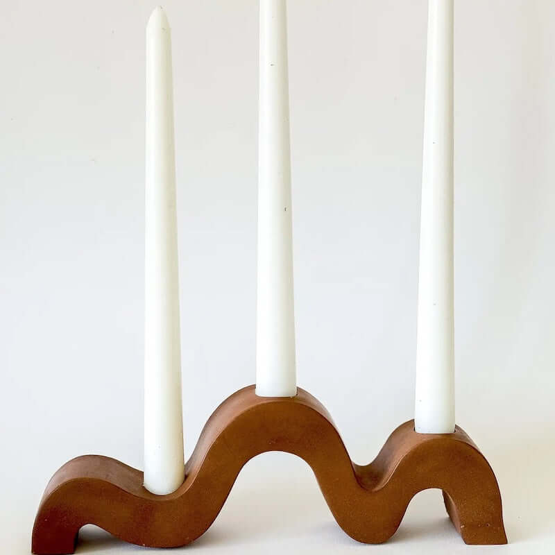 Wavy Taper Candle Holder in Saddle from Sunday Nomad at Pinch in Northampton, MA