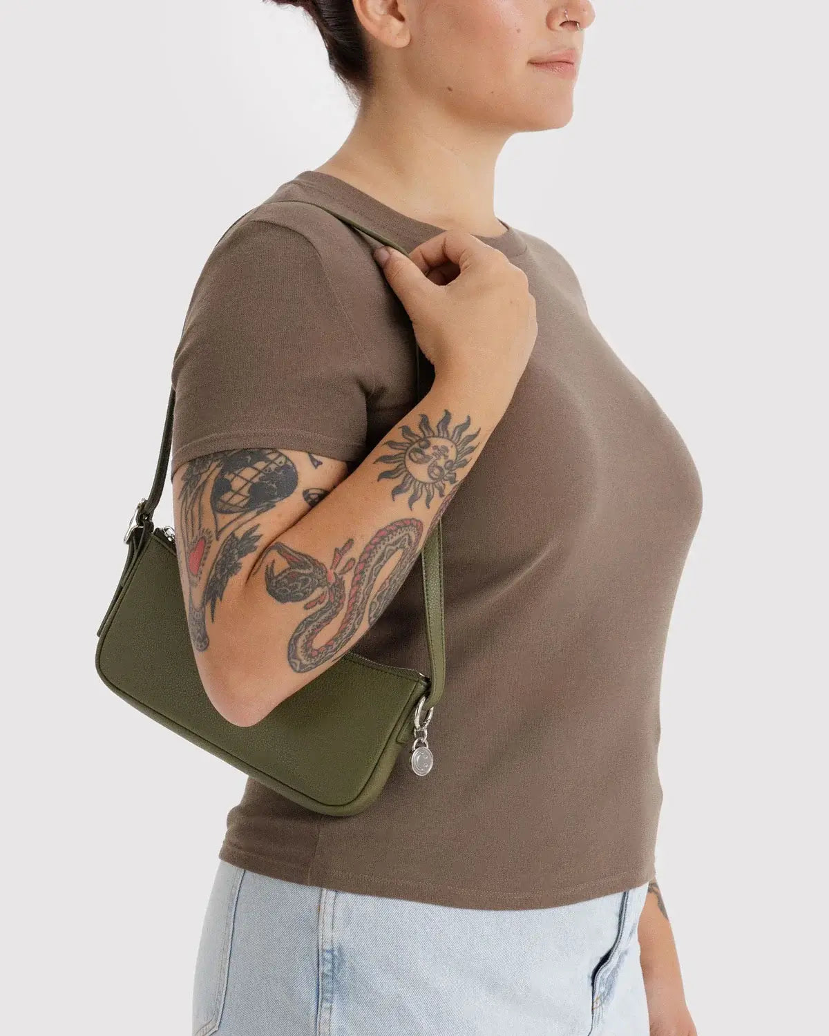 Pochette Recycled Leather in Loden at PINCH