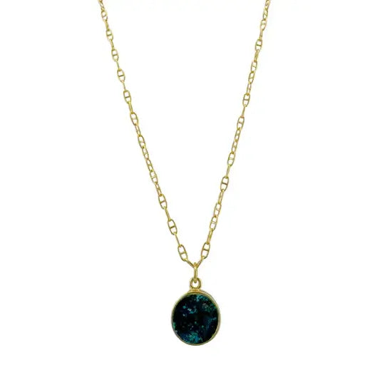 Chrysocolla Coin Necklace in Vermeil from Philippa Roberts at Pinch in Northampton, MA