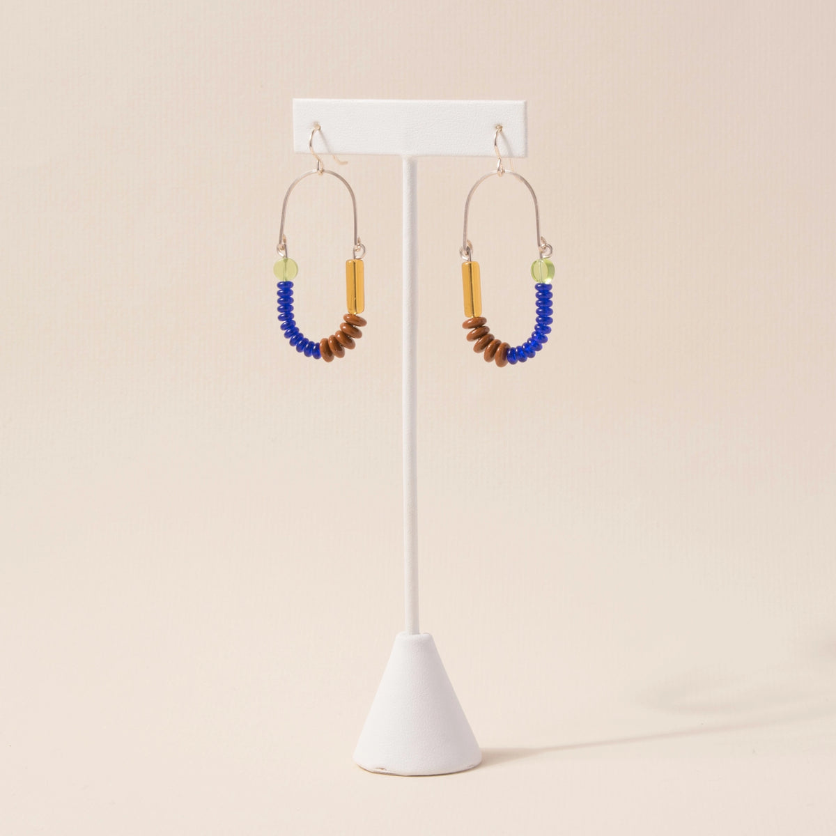 Cobalt, Olive, Mocha Balance Earrings in Sterling Silver
