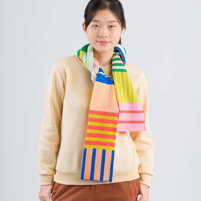 Patchwork Stripe Skinny Scarf in Rainbow from VERLOOP at Pinch in Northampton, MA