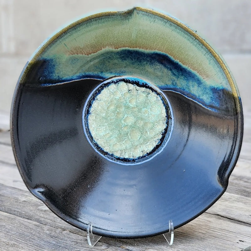 12" Pinched Rim Bowl in Black Pearl Glaze from Dock 6 Pottery at Pinch in Northampton, MA