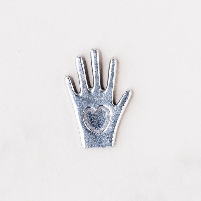 Pocket Charm Hand in Heart from Danforth Pewter at Pinch in Northampton, MA