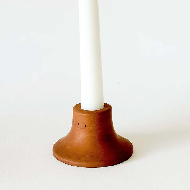 Mina Short Taper Candle Holder in Saddle from Sunday Nomad at Pinch in Northampton, MA