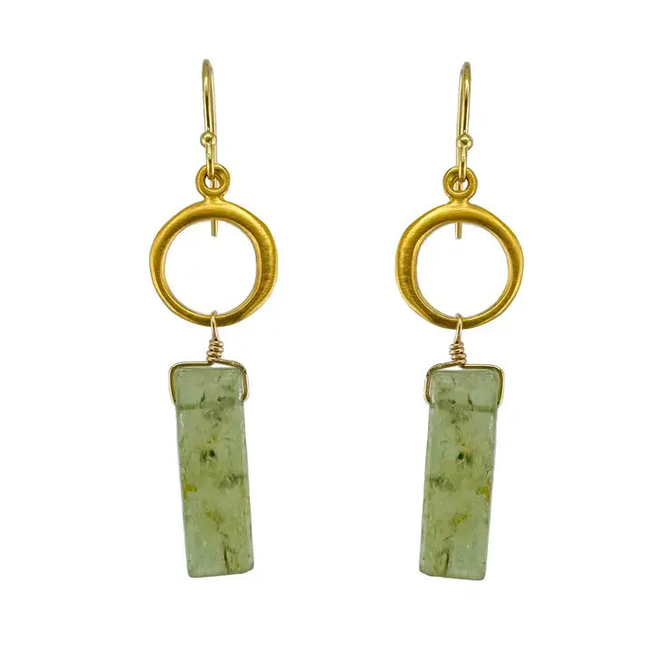 Circle with Green Kyanite Earings in Gold Vermeil from Philippa Roberts at Pinch in Northampton, MA