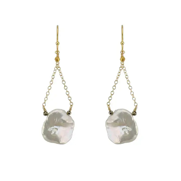 Hanging Pearl Earrings in Gold Vermeil at PINCH