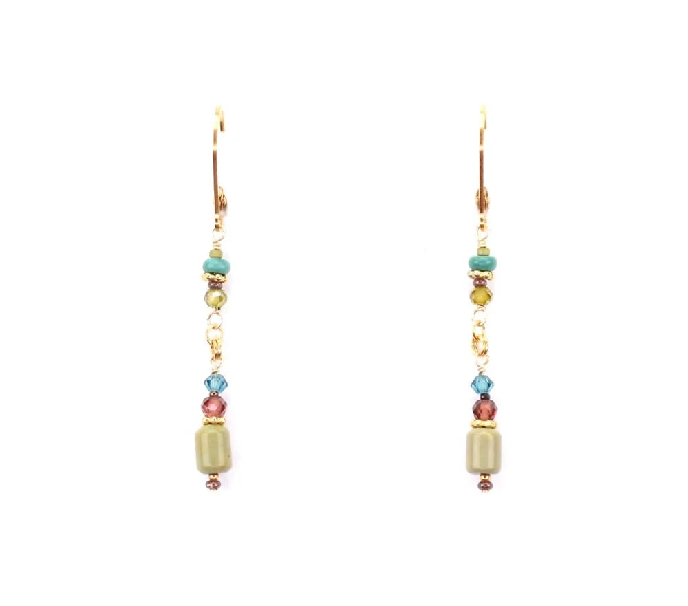 Turquoise, Garnet, & Apatite Earrings