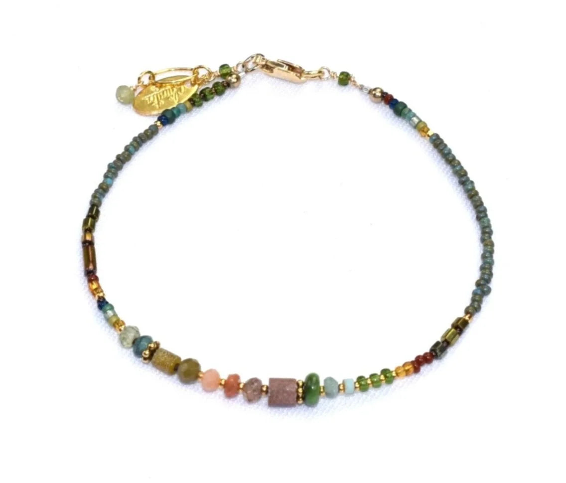 Turquoise, Tiger Eye, Apatite & Garnet Gold-Fill Bracelet from Chipita at Pinch in Northampton, MA