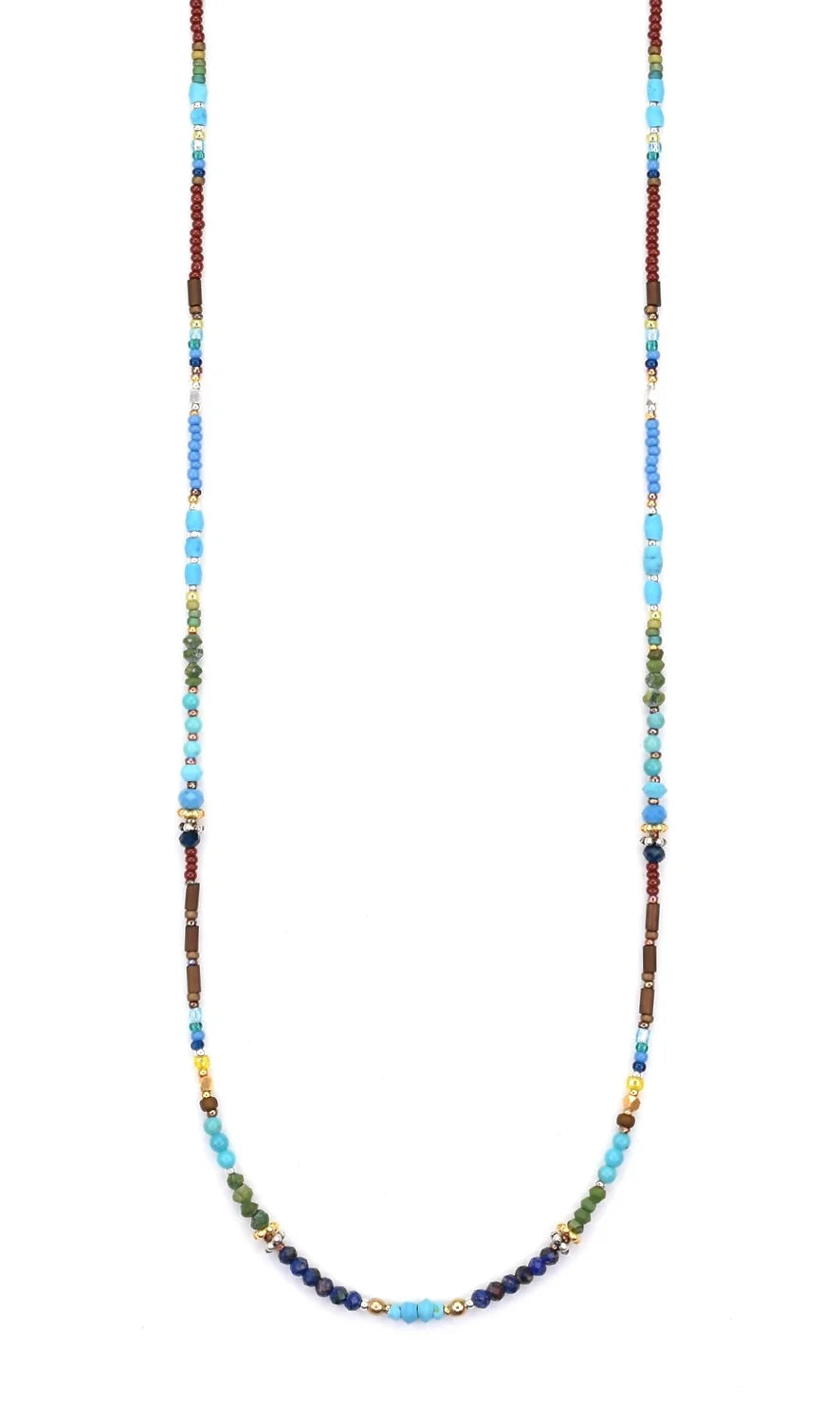 Sterling Silver Necklace with Turquoise, Jade, Lapis & Apatite
