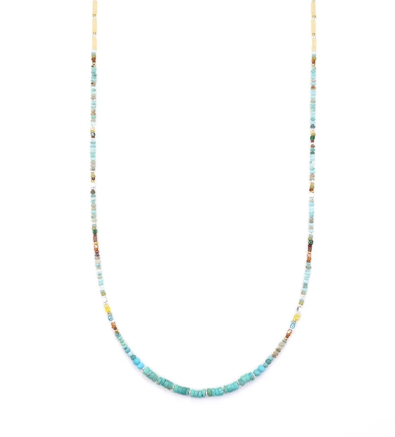Turquoise & Yellow Sapphire Necklace at PINCH