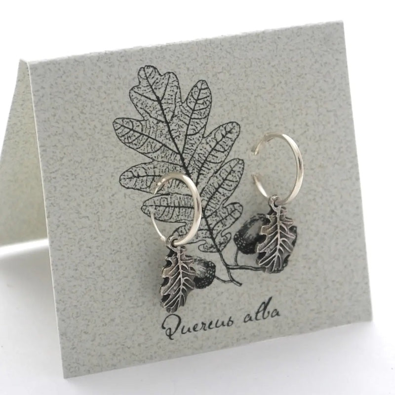 Oak Leaf Hoop Earrings in Silver from semaki & bird at Pinch in Northampton, MA