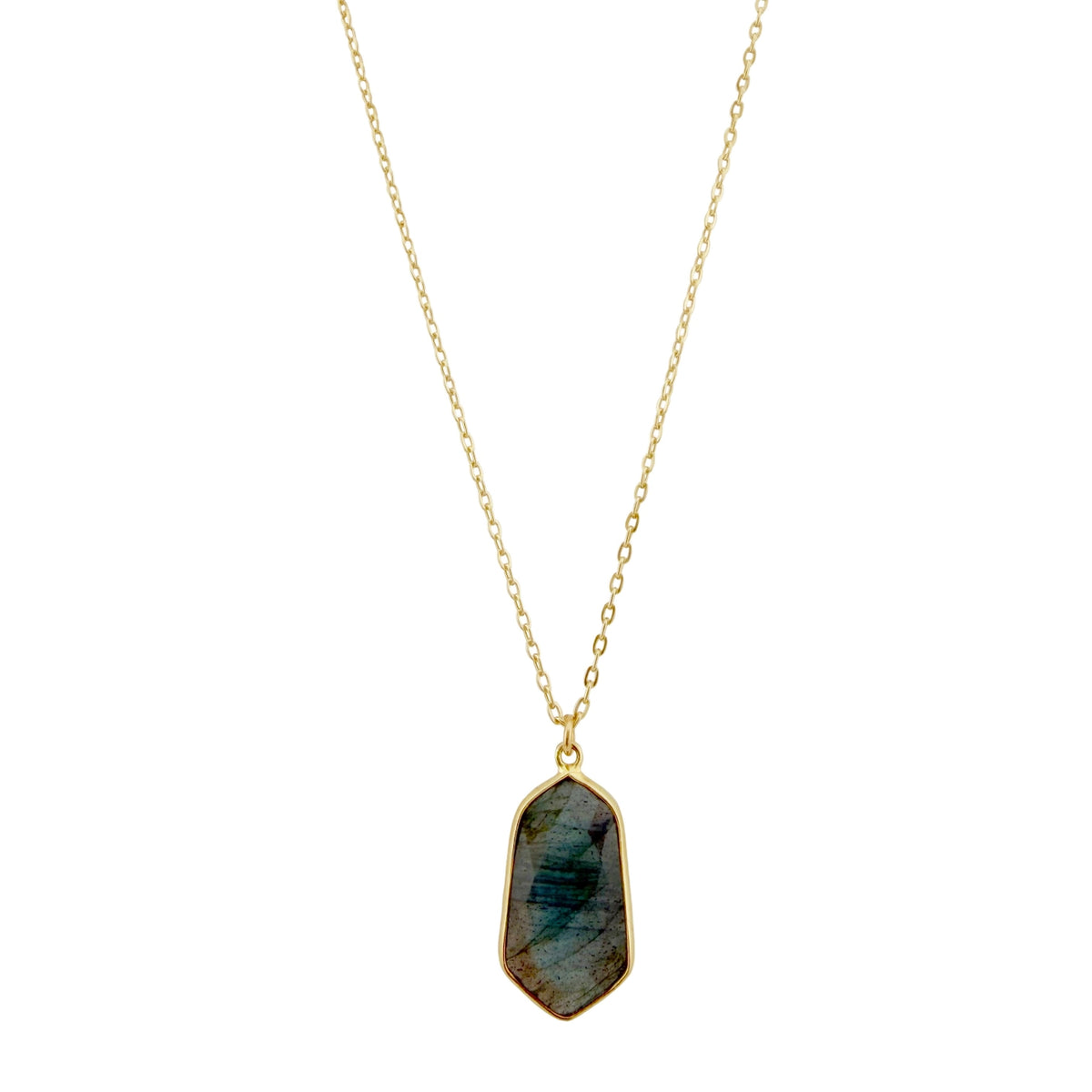 Labradorite Shield Necklace in Gold Vermeil