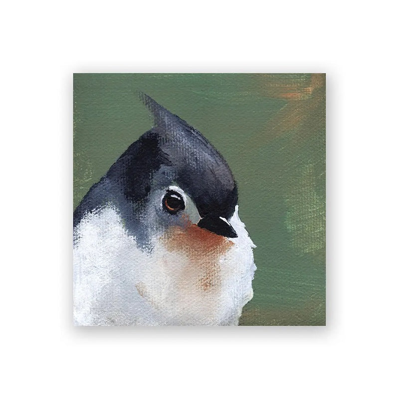 Tufted Titmouse 4x4 Wooden Panel from The Mincing Mockingbird at Pinch in Northampton, MA