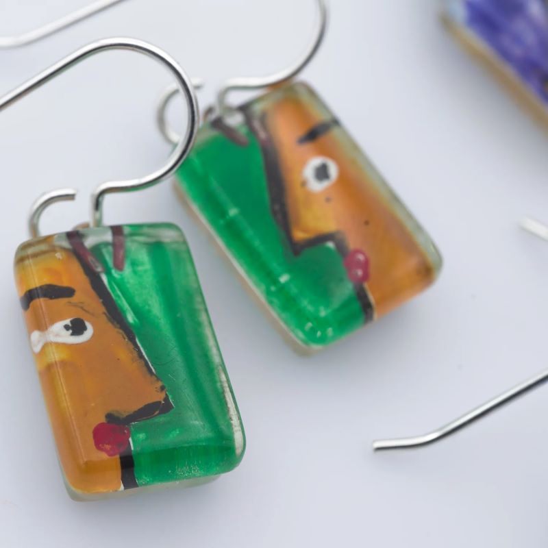 Mr. Muse Drop Earrings in Teal Green from Momo Glassworks at Pinch in Northampton, MA