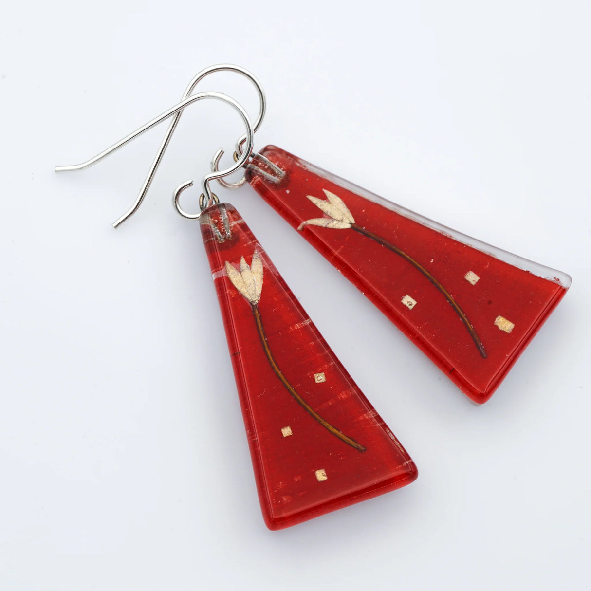 Silver Flower Large Triangle Earrings from Momo Glassworks at Pinch in Northampton, MA