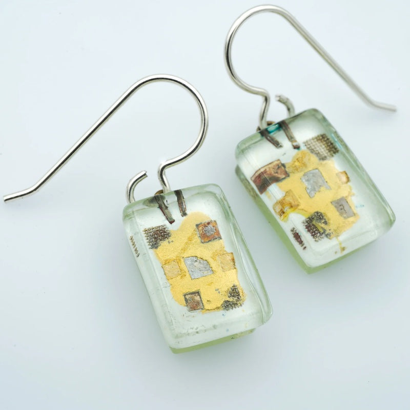 White Golden Phase Drop Earrings from Momo Glassworks at Pinch in Northampton, MA