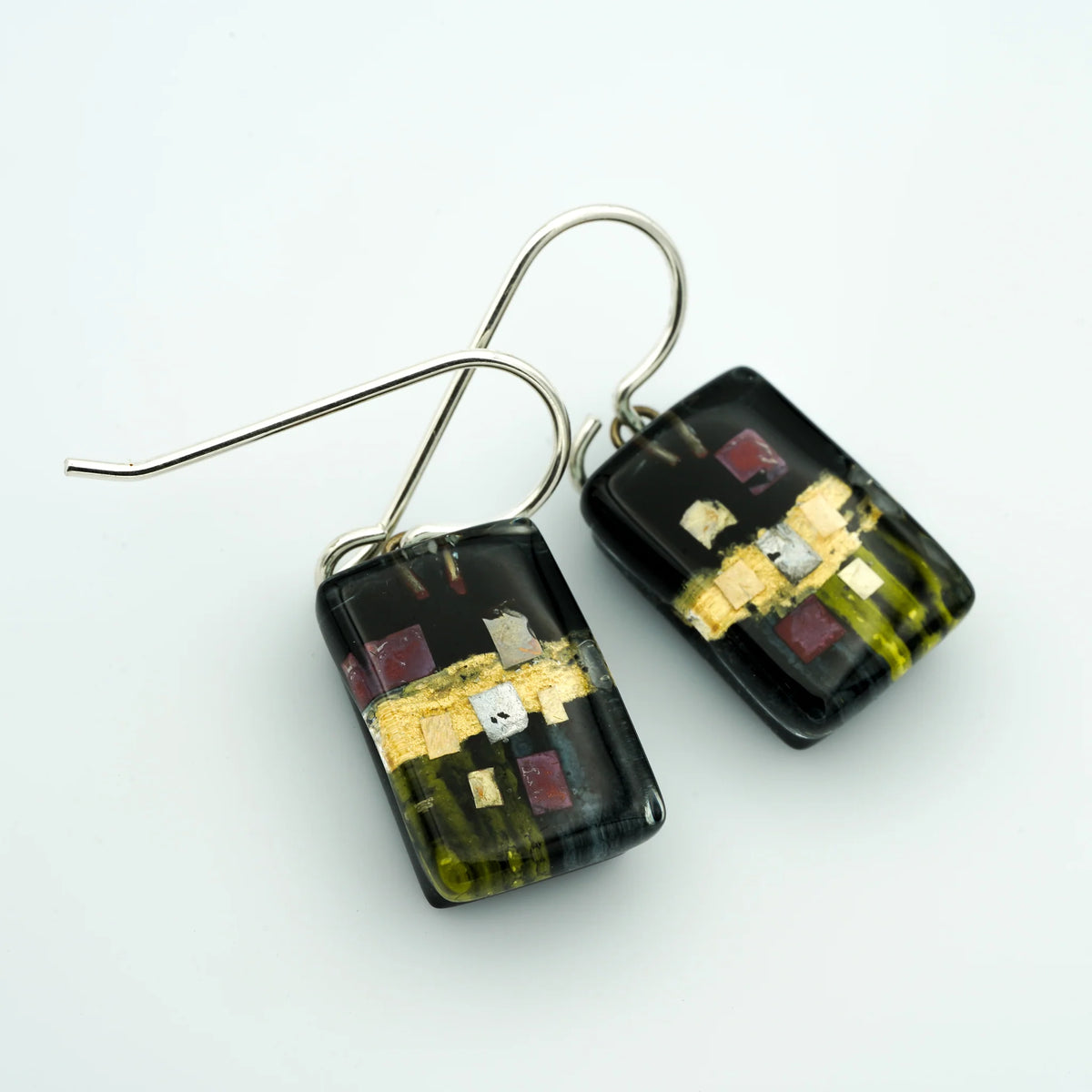 Black Golden Phase Drop Earrings at PINCH