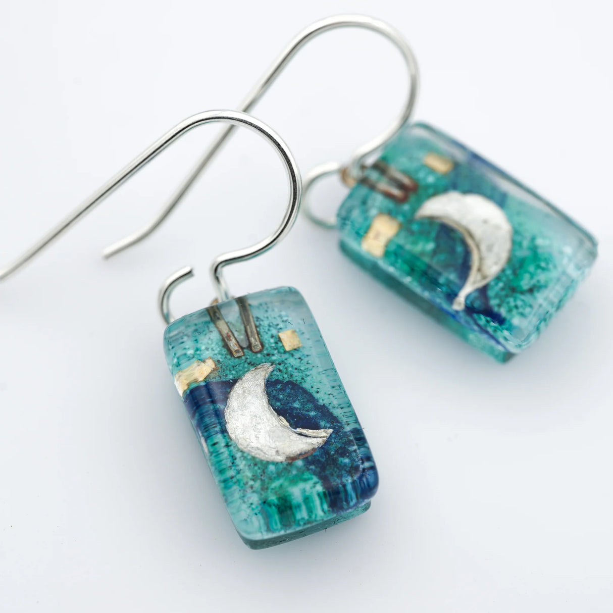 Aqua Moon Drop Earrings from Momo Glassworks at Pinch in Northampton, MA