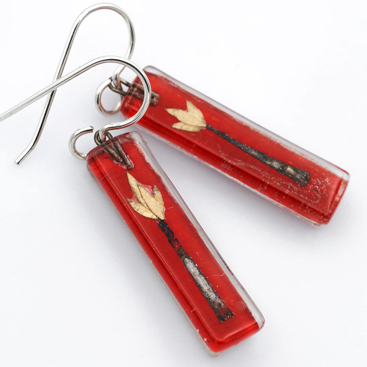 Silver Flower Medium Bar Earrings from Momo Glassworks at Pinch in Northampton, MA