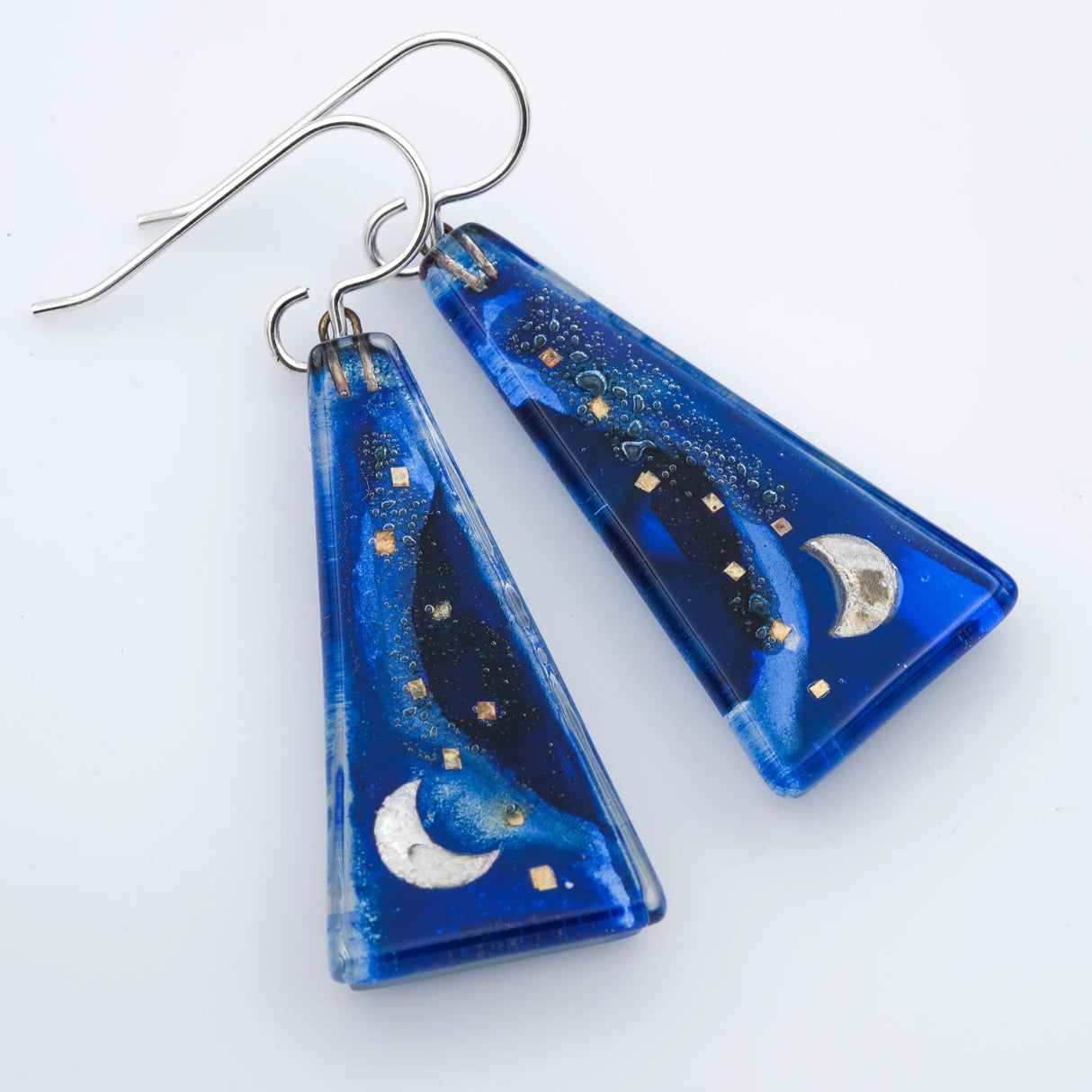Blue Moon Large Triangle Earrings from Momo Glassworks at Pinch in Northampton, MA
