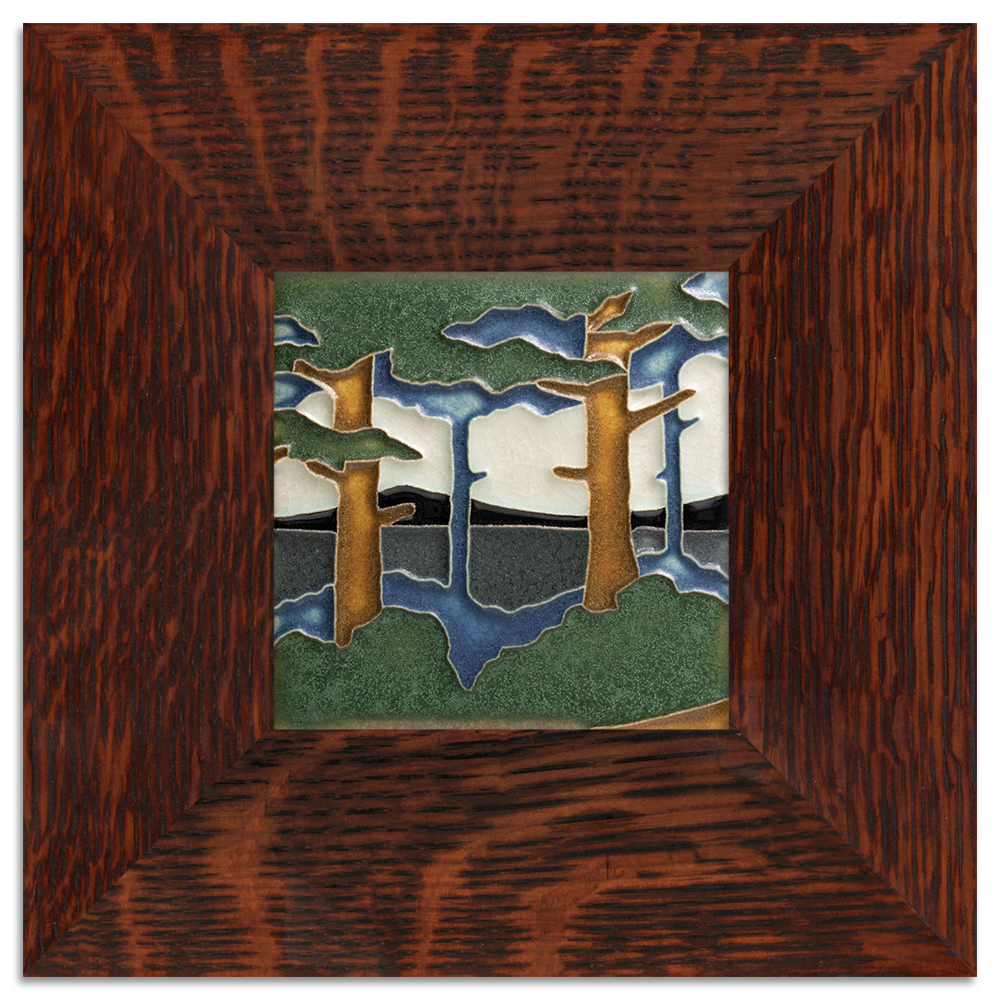 4x4 Pine Landscape - Valley (Summer) Tile from Motawi Tileworks at Pinch in Northampton, MA