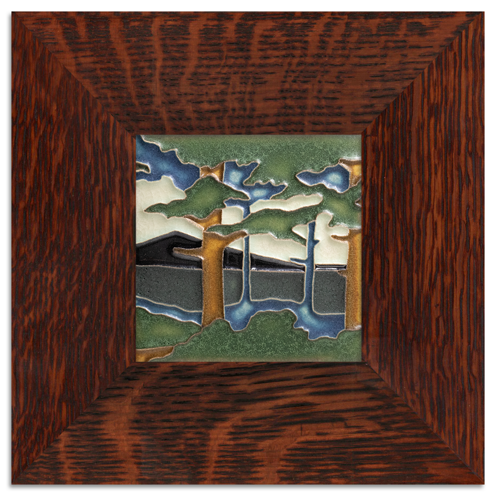 4x4 Pine Landscape - Mountain (Summer) Tile from Motawi Tileworks at Pinch in Northampton, MA