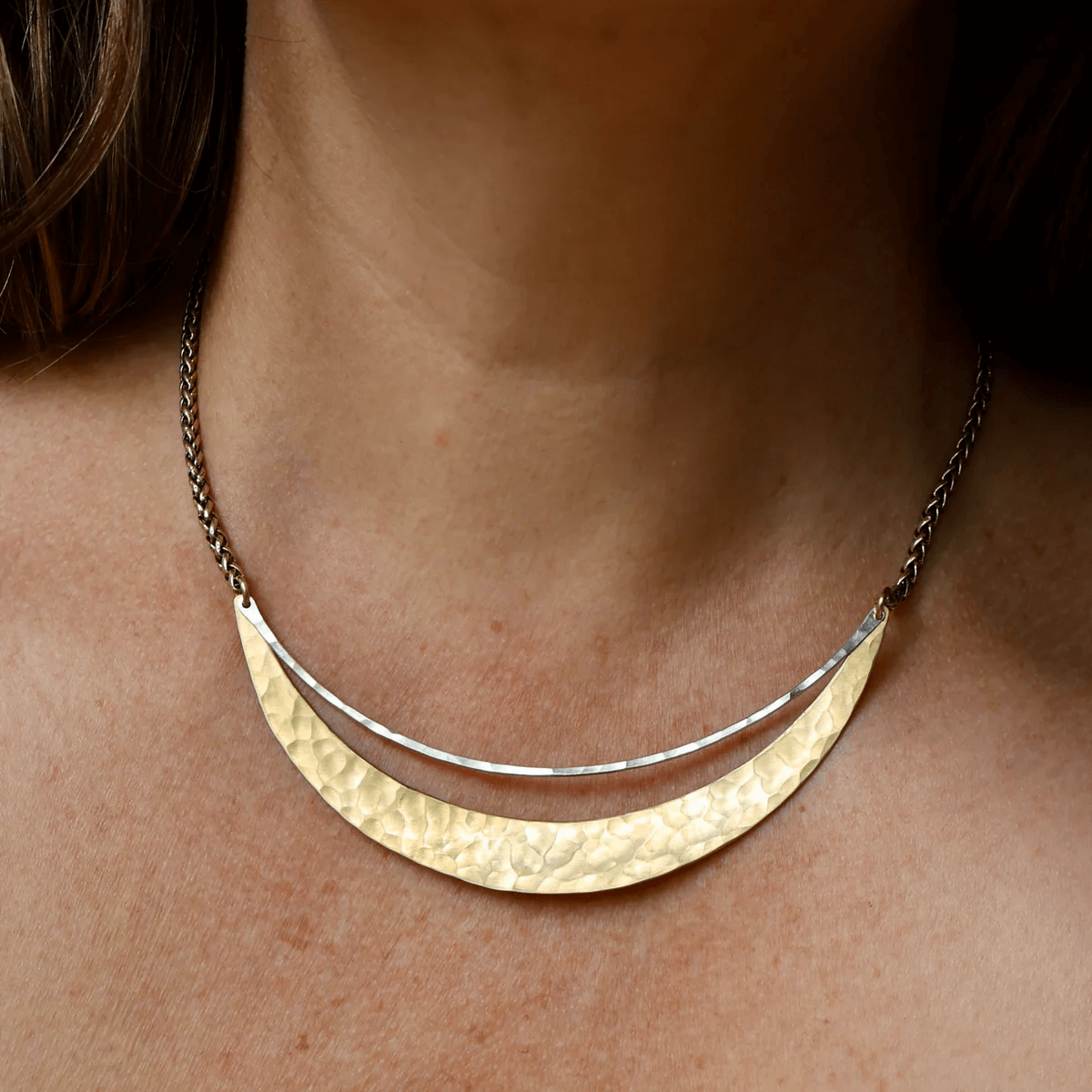 Luna Necklace in Silver & Brass at PINCH