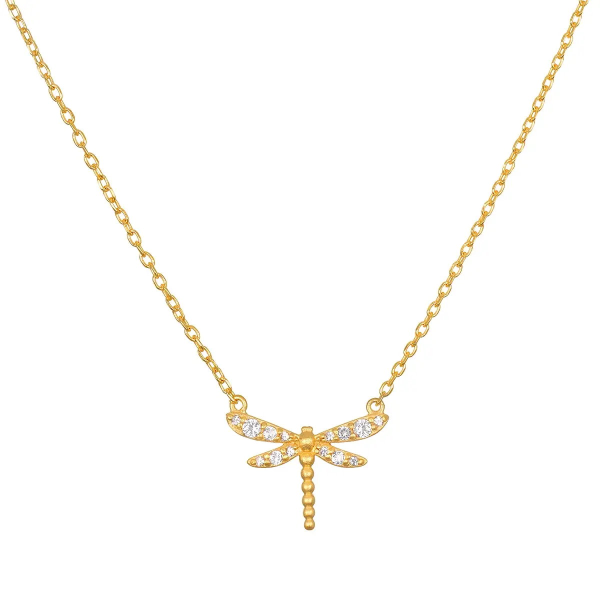 Transforming Spirit White Topaz Dragonfly Necklace in 16"