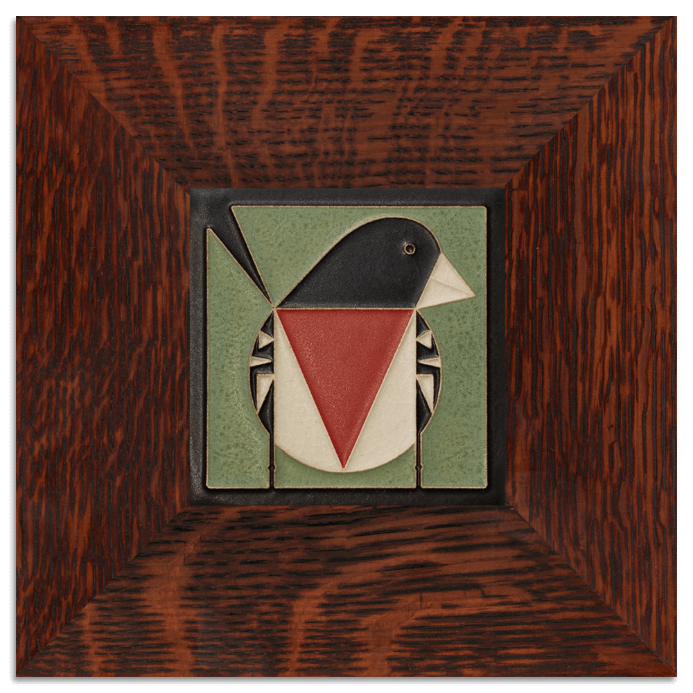 Rose-Breasted Grosbeak 4x4 Tile in Green from Motawi Tileworks at Pinch in Northampton, MA