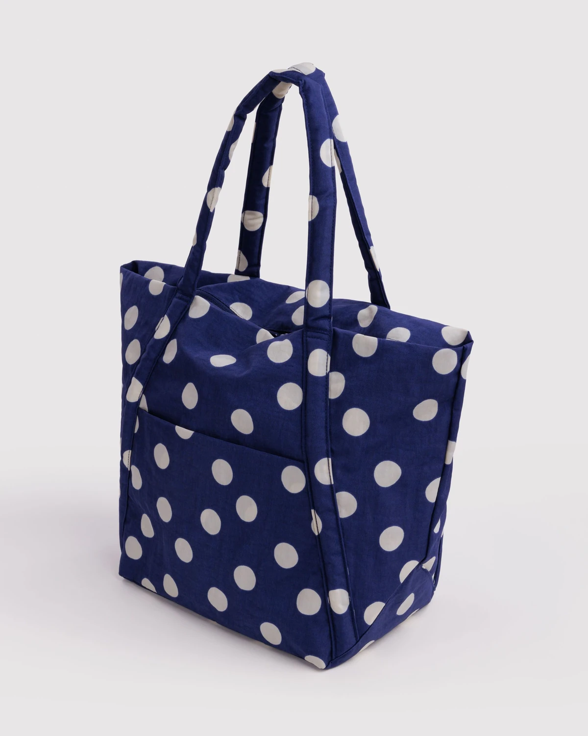 Navy and Cream Polka Dot Baggu Cloud Bag
