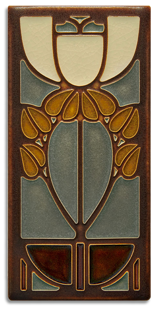 Dard Hunter Bell Flower 4x8 Tile in Stone from Motawi Tileworks at Pinch in Northampton, MA