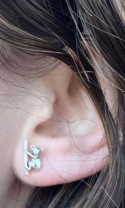 Koala Earrings in Sterling Silver at PINCH