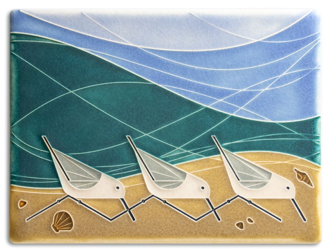 6x8 Beach Birds Sand Tile from Motawi Tileworks at Pinch in Northampton, MA