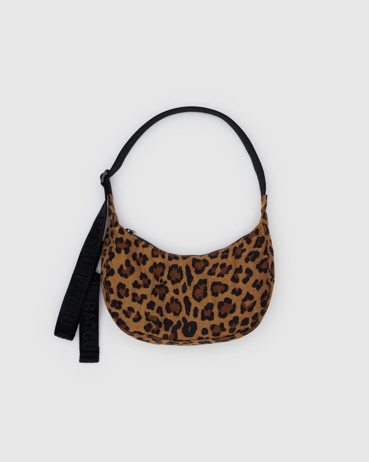 Small Nylon Crescent Bag in Leopard