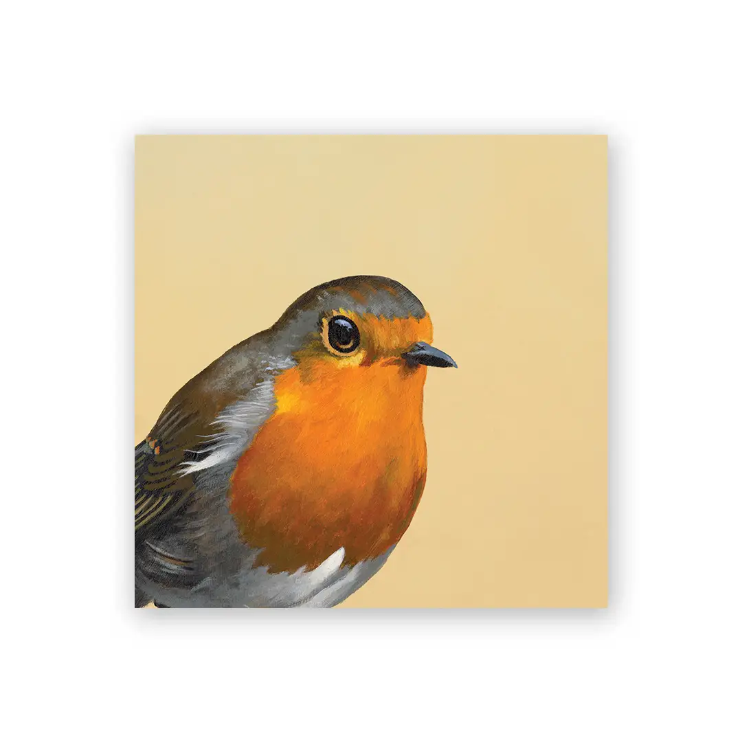 European Robin 4x4 Wooden Panel from The Mincing Mockingbird at Pinch in Northampton, MA