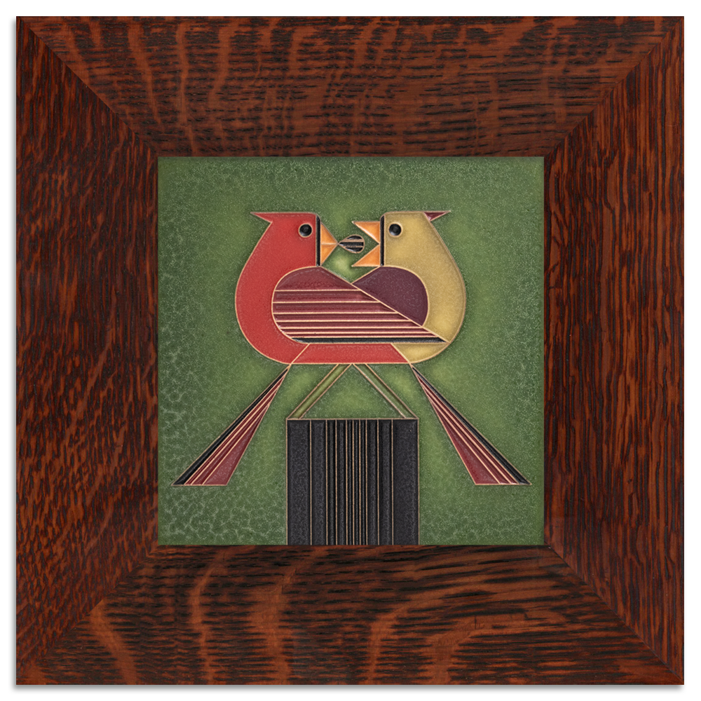 Tile 6x6 Redbird Romance Green from Motawi Tileworks at Pinch in Northampton, MA