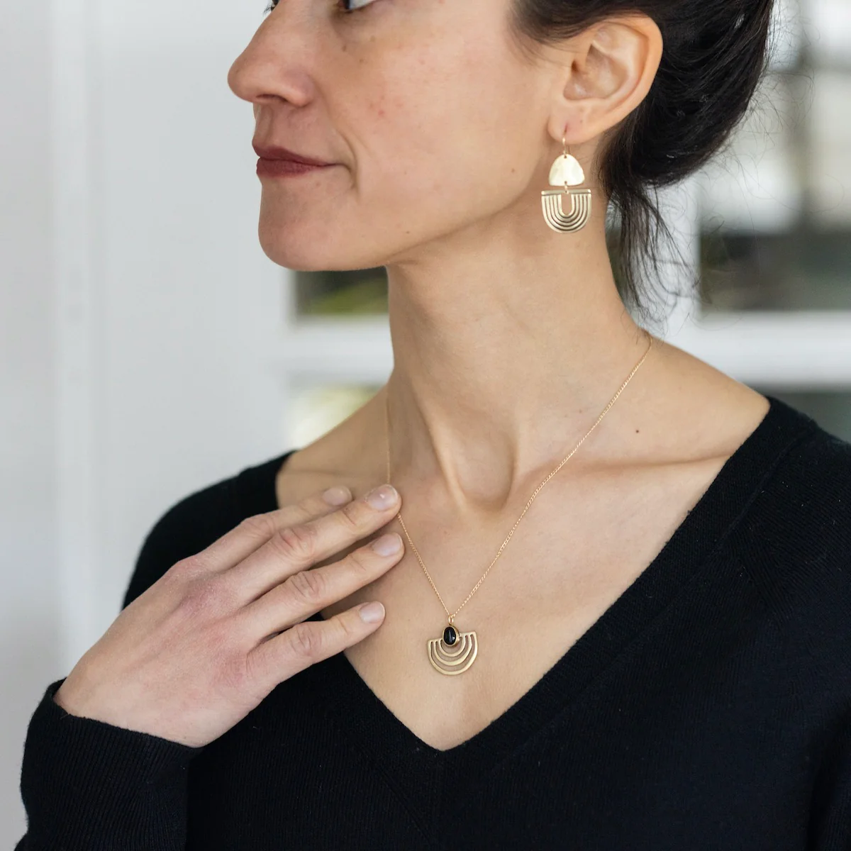 Halo Necklace Onyx from Carolyn Keys at Pinch in Northampton, MA