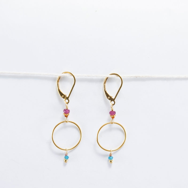 14K Gold Fill Ruby & Apatite Earrings
