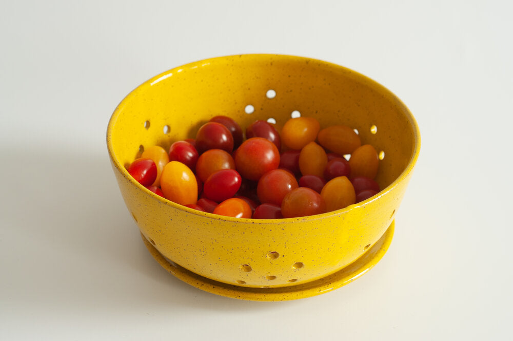 Large Berry Bowl with Saucer in Yellow from Rachael Pots at Pinch in Northampton, MA