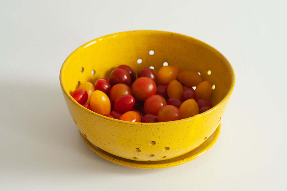 Large Berry Bowl with Saucer in Yellow at PINCH