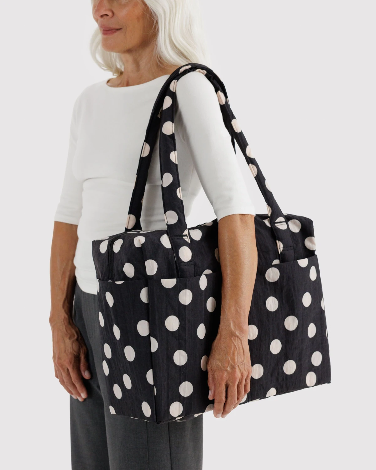 Black and Cream Polka Dot Small Cloud Carry-On