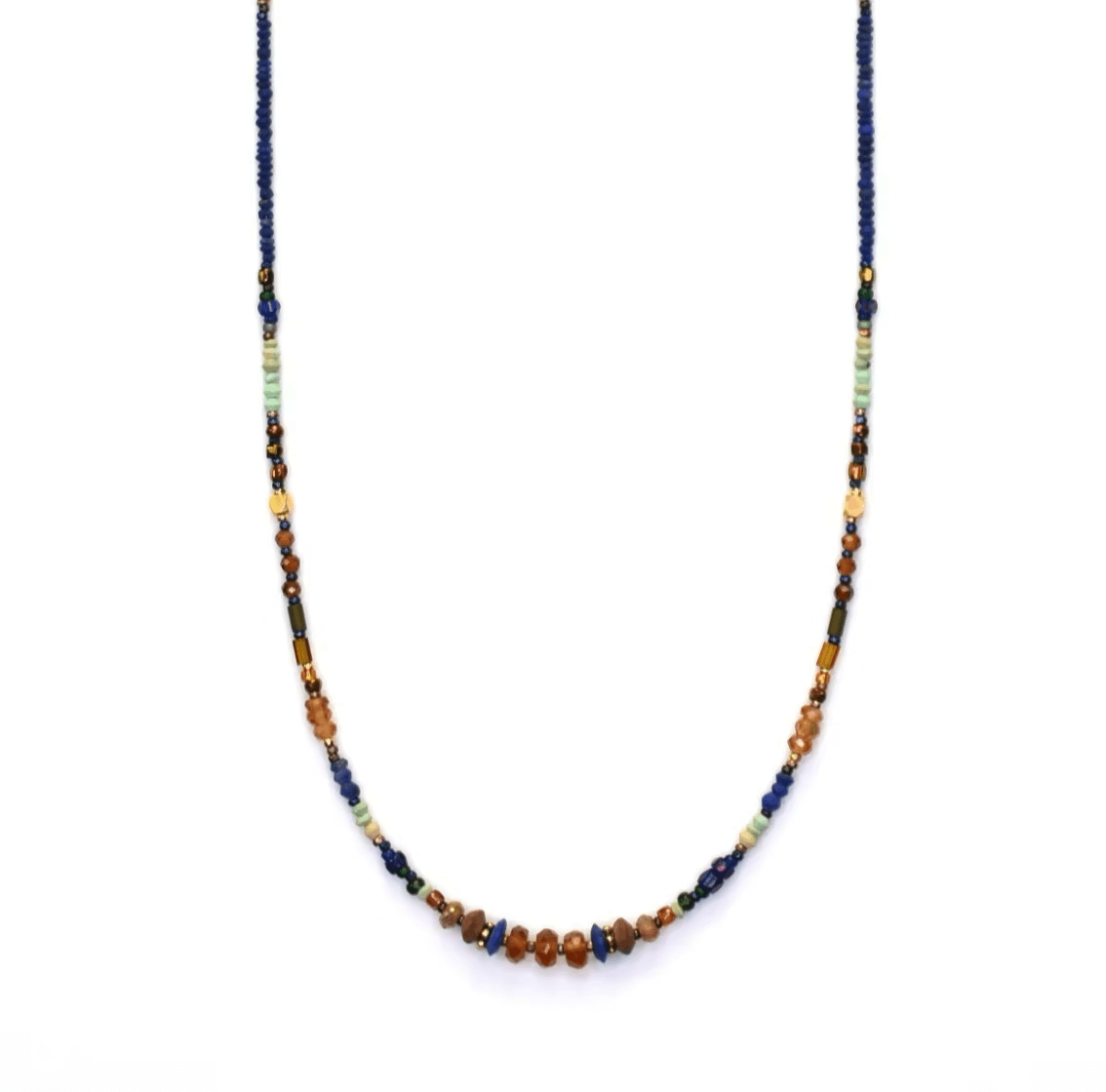Gold Fill Necklace with Citrine, Hessonite, Lapis, and Turquoise from Chipita at Pinch in Northampton, MA