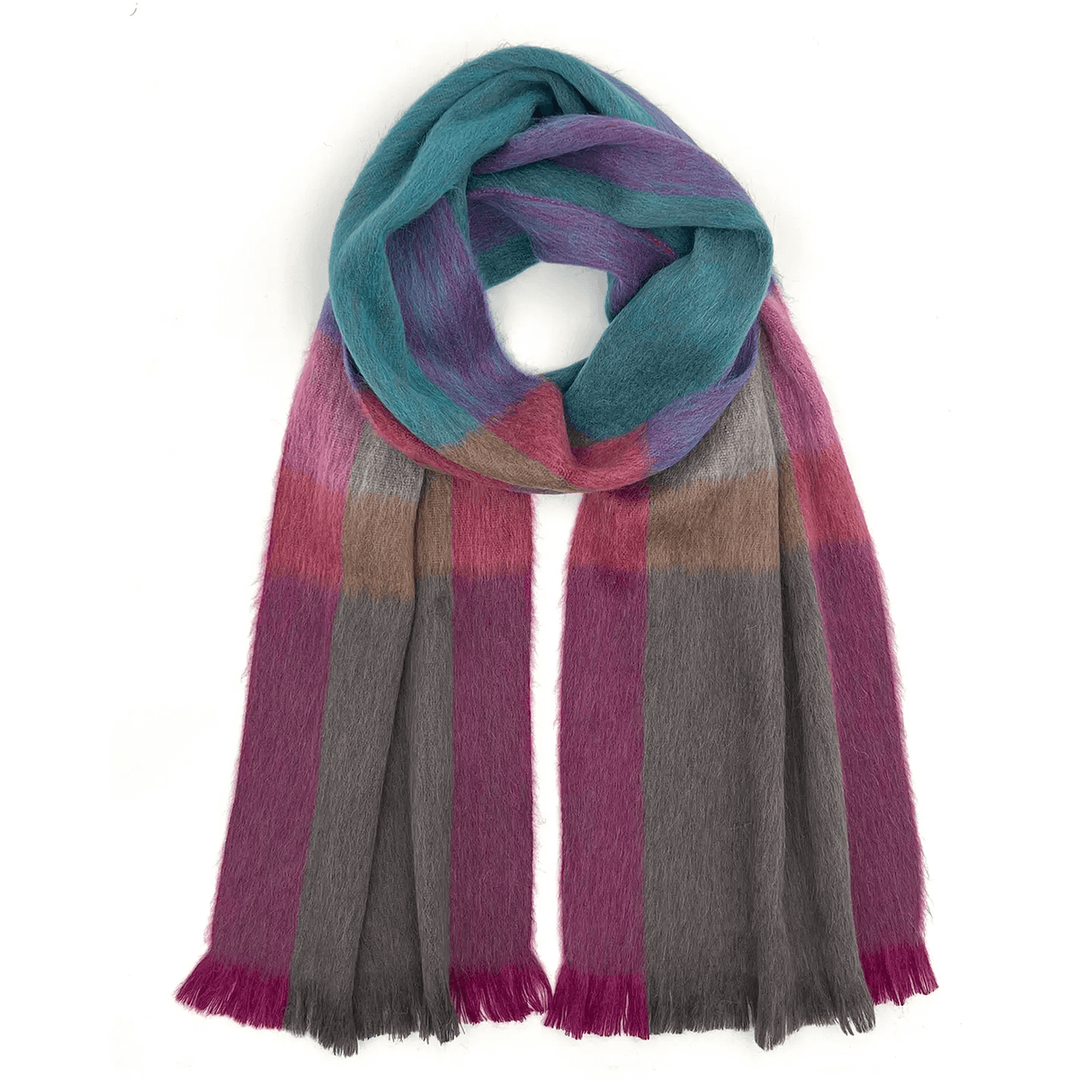 Alpaca Plaid Scarf in Kaleidoscope at PINCH