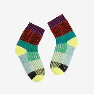 Mosaic House Socks in Lime Cobalt Size S/M