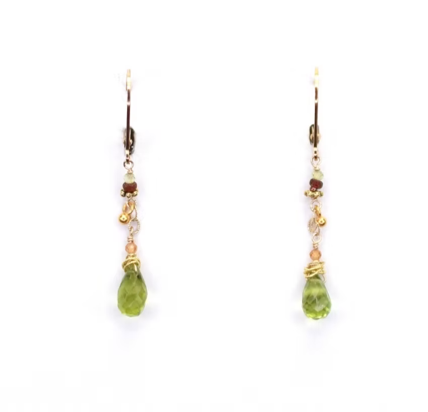 Gold Fill, Peridot, Citrine Earrings