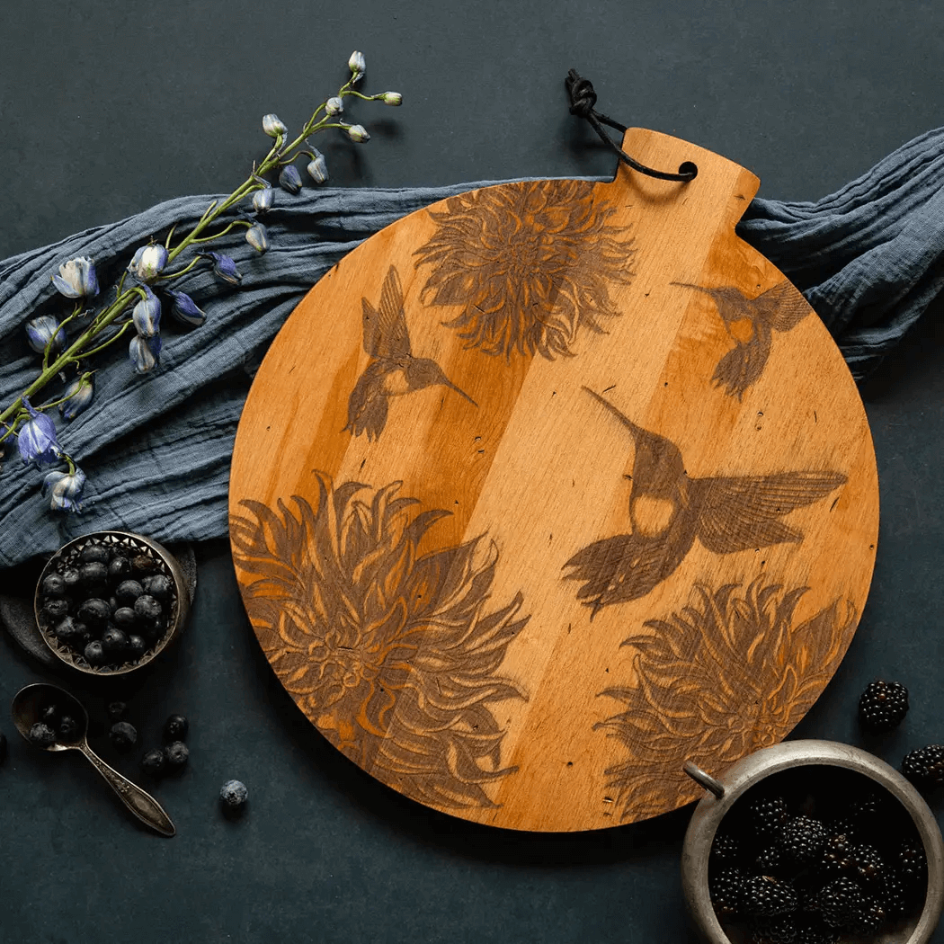 Round Cutting Board with Hummingbirds at PINCH
